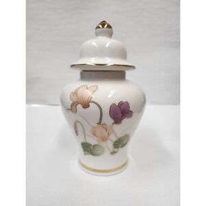 Fine China Japan Floral Porcelain Ginger Jar/Urn Pastel Vase with Gold Trim- GUC
